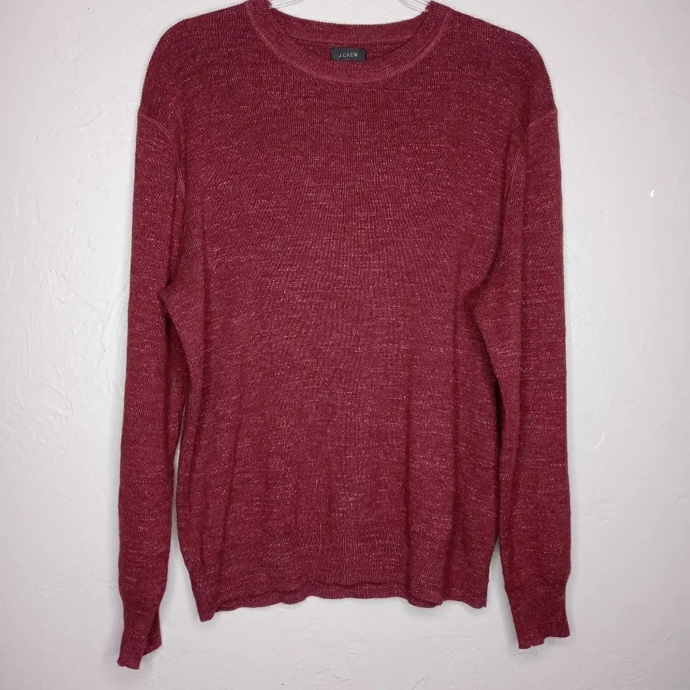 J. Crew Men's Cotton Crew Neck Red Re-Imagined Sweater